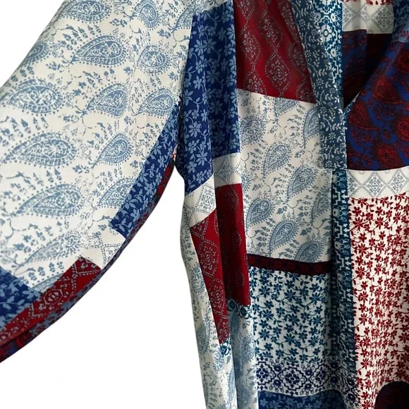Zac & Rachel Patchwork Blouse‎ Paisley Floral Print Bohemian Top S/C - Picture 2 of 14